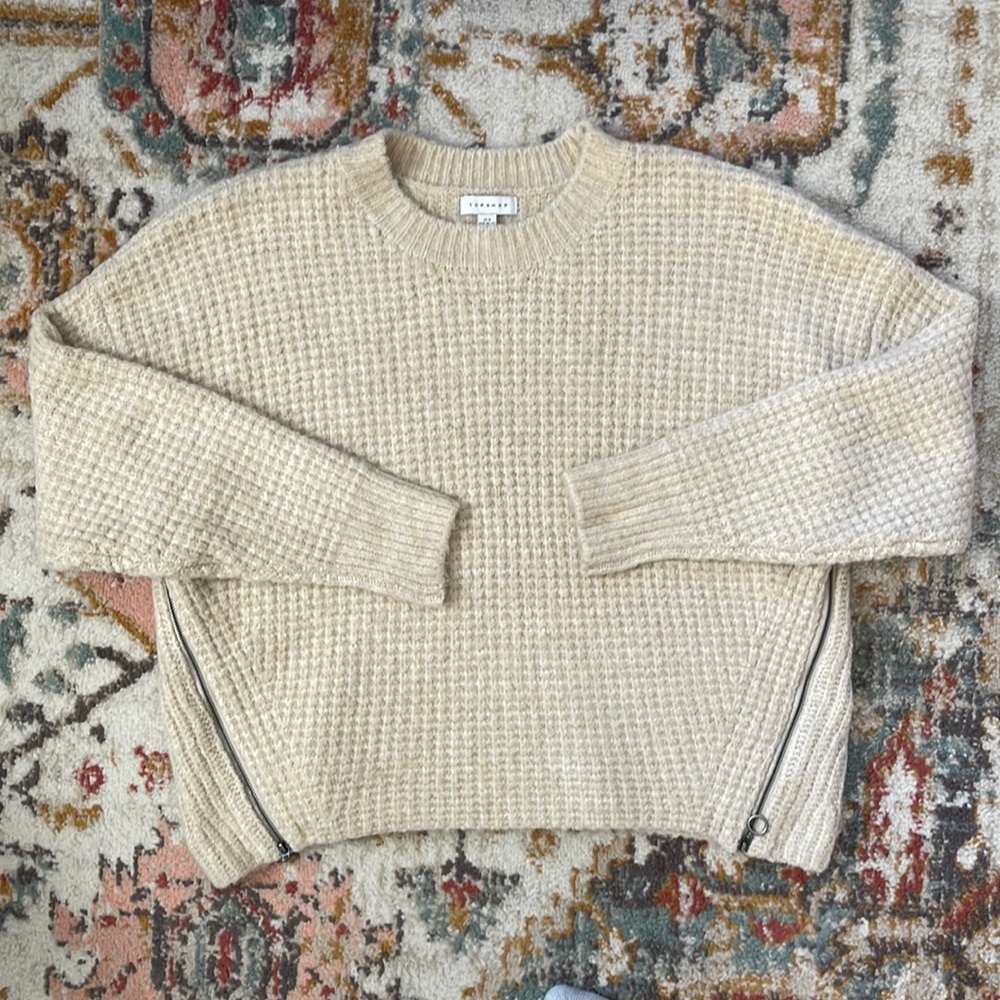 Topshop | Waffle Knit Sweater | Cream